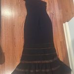 Tadashi Shoji Black Pintuck Jersey One Shoulder Gown Photo 7