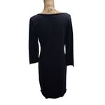 Nine West  Black Beige Damask Knit Sweater Dress Size L Long Sleeve Boat Neck Photo 2