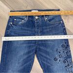 Loft  Floral Embroidered Boyfriend Jeans Cropped Raw Hem Blue 4 27 Photo 12