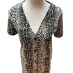 MNG Casual Brown & Off White Snakeskin Button Front V Photo 2