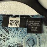 Studio 1940 Top Women 26 Blue Floral Ruffle Deep V Neck Long Bell Sleeve Fairy Photo 1