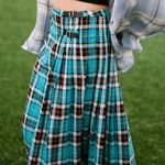 Urban Outfitters BDG Blue Plaid Adley Pleated Midi Skirt Photo 1