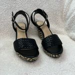 Impo  platform wedge sandals black faux leather size 7 M braided ankle st… Photo 2
