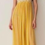 Doen Heirloom Analia 100% Silk Yellow Lace midi Dress NEW Size L Photo 0