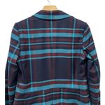 Hugo Boss  Blue/brown/navy Plaid Virgin Wool Snap Buttons Blazer size 6 Photo 4