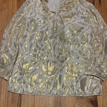 Alex Marie Gold Metallic Silk Blouse Size S Photo 0