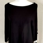 Eileen Fisher  Black Ivory Bateau‎ Neck Striped Sleeve Sweater Silk Blend Medium Photo 0