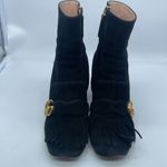 Gucci  Black Suede leather Fringe trim GG marmont ankle boots 38 Photo 1