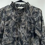 Allison Joy Evereve Ariel Black White Tan Floral Print Long Sleeve Top Size M Photo 3