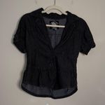 Vintage 26 international Black Denim Short Sleeve Jacket with collar and buttons Size M Photo 0