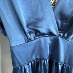 Anne Klein Blue Jay Washed Satin V-Neck Midi Dress Size 12 NWT Photo 3