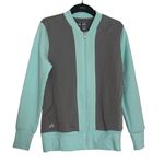 Adidas NWT  Advance Soft Warm Quilted Full Zip Turquoise/Grey Bomber Jacket Photo 2