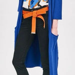 cop.copine Akari Long Cardigan Sweater 3/4 Sleeves Pockets Royal Blue NEW Size M Size M Photo 0