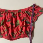 Forever 21  Coral Tomato Red Tropical Floral Print Crop Top Size M GUC Photo 7