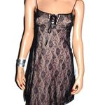 Black beige underlay lace Floral Dress XS Photo 2