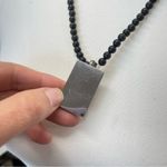 Silver Tone & Black Bead Rosary Beaded Long Necklace Cross Religious Jewelry Photo 2