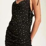 LIONESS NWT String Along Mini Dress Black Heart Print Ruched Adjustable 4 Photo 0