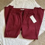 High Waist Ripped Denim Jeans Pants Red Photo 2