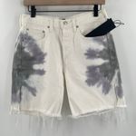 EDWIN Jean Shorts Size 26 Denim Tie Dye NWT Cai 7” Horizon White Gray Side Slit Photo 15