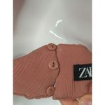 ZARA  Pink Smocked Blouse Women's Medium Mock Neck Open Back Casual Chic Top‎ Photo 6