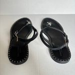 Saint Laurent  Cassandra YSL Studded T-Strap Leather Flat Sandals Black Size 42 Photo 6