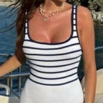 ZARA  Contour Collection Seamless Striped Romper White Navy Blue Size XS /‎ S Photo 0