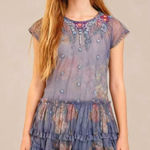 Johnny Was $390 NWT  Mesh Embroidered Layered Ruffles Floral Mini Dress Size S Photo 0