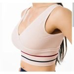 Zyia  active blossom striped crossover waffle blush pink bra Photo 1