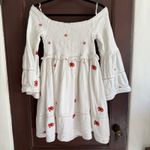 Free People  | White Counting Daisies Embroidered Smocked Bell Sleeve Dress Small Photo 5