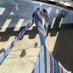 Xhilaration Red White Blue Black Striped Pattern Criss Cross Back Dress - Medium Photo 19