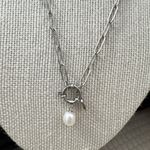 925 Sterling Silver Pearl Pendant Holder Necklace Paper Clip Womens Jewelry Photo 1