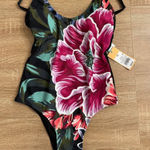 Target Women's Floral One Piece Swimsuit - Black and Red Photo 0