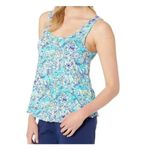 Lilly Pulitzer Blue Melon Fig Monkey Sea Print Ruffle PJs Tank Top Shirt Small Photo 0