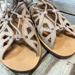 Vintage Mossimo Nadine Ghillie Lace Up Sandals Tan Neutral Boho Y2K Gladiator 7 Photo 9
