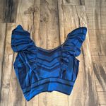 Free People Women’s XL New On a Yacht Blouse Blue Ruffle Backless Tie Crop Boho Photo 1