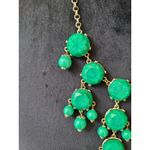 Women Green Statement Bib Necklace With Gold Chain And Lobster Claw Lock Jewelry Photo 5