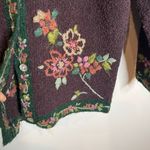 Vintage floral hand embroidered wool blend cardigan sweater Purple Photo 3
