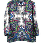 Talbots size 6 100% silk long sleeve blouse top shirt blue green pink white Photo 0