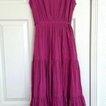 Anthropologie Sundance Mauve Berry Pink Purple Midi Sleeveless Ruffle Dress S Photo 1