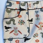 Nanette Lepore Farmhouse Rooster Folk Skirt 100% Silk Sz 10 Pencil Cream Ivory Photo 2