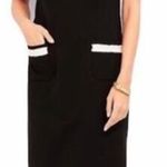 Talbots NEW  black with white fringe trim sheath dress short sleeve 10 petite Photo 0