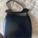 Vtg 1960s Rosenfeld leather handbag gold structural piece black leather vintage Photo 1