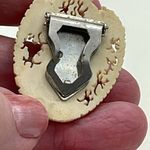 Vintage hand carved Chinese dress clip. Silver Photo 2