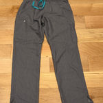 FIGS  Women's Gray Joggers with Teal‎ Drawstring Photo 0