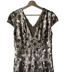 Dress the Population  Lina Cap Sleeve Gold Sequin Gown Maxi Dress Size L Photo 10