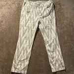 Chico's  Jeans Womens 1.5 M/L Platinum Denim Beige Zig Zag Pattern High Rise Pants Photo 0
