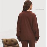 PARKE Ribbed Varsity Pullover Mockneck Sweatshirt in Mocha S/M Photo 2