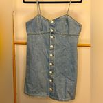 ASOS  Urban Revivo Denim Cami Mini Dress with Daisy Buttons in Blue Photo 4