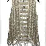Chico's Guilded Waves Ballari Fringe Vest Metallic Size 3 / XL Festival Boho NWT Photo 0