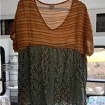 Women's Grace & Emma Tunic XL Orange Green Striped Floral Photo 0